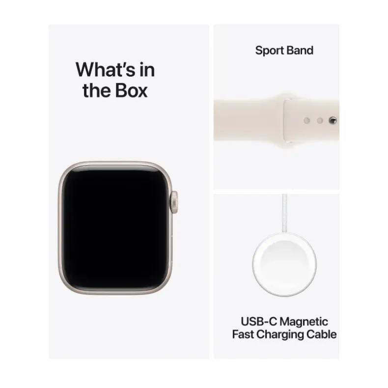 Apple Watch SE 3 44mm GPS Starlight Aluminum Sport Band Starlight - dežutėje rasi M/L