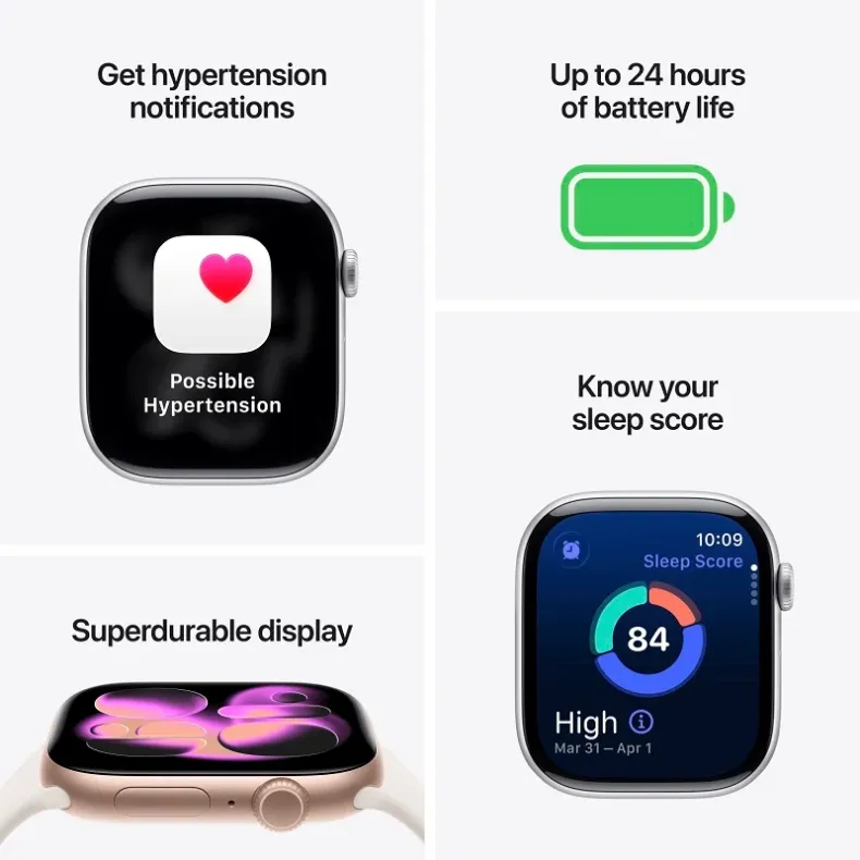 Apple Watch 11 GPS 42mm Rose Gold Aluminium Case with Light Blush Sport Band, M/L 3 nuotrauka