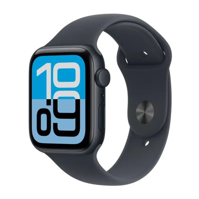 Apple Watch SE 3 44mm GPS Midnight Aluminum Sport Band Starlight - iš šono, m/l