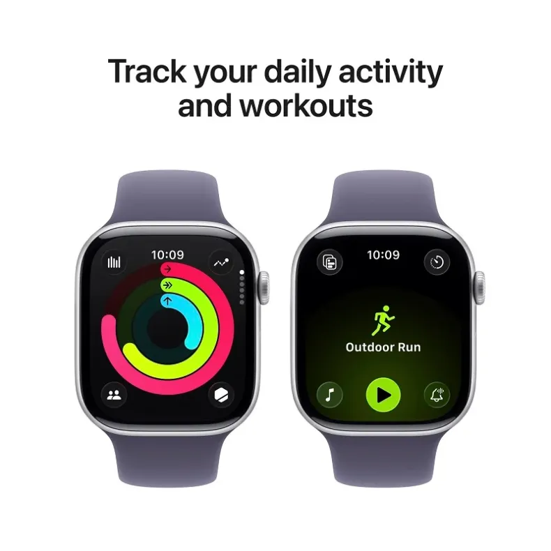 Apple Watch 11 GPS 46mm silver Aluminium Case with Purple Sport Band S/M, 4 nuotrauka