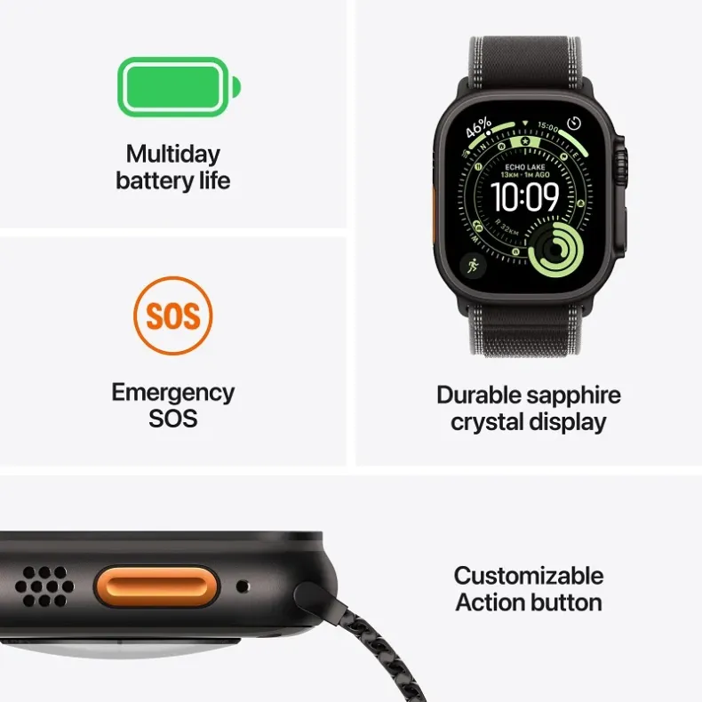  Apple Watch Ultra 3 esim, naturalaus titano, 3 nuotrauka