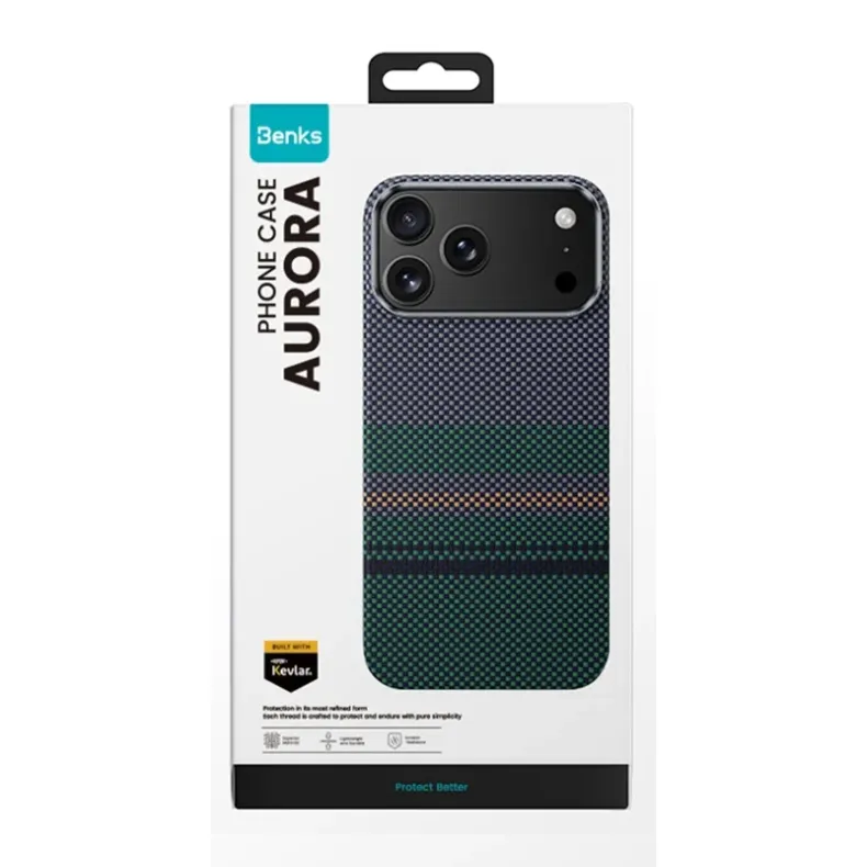 Benks iPhone 17 Pro Max Armor Air Aurora Kevlar dėklas,4 nuotrauka