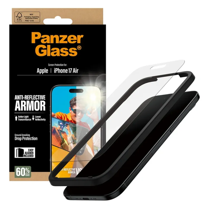 Panzerglass iPhone Air anti-reflective armor stikliukas, skaidri, 3 nuotrauka