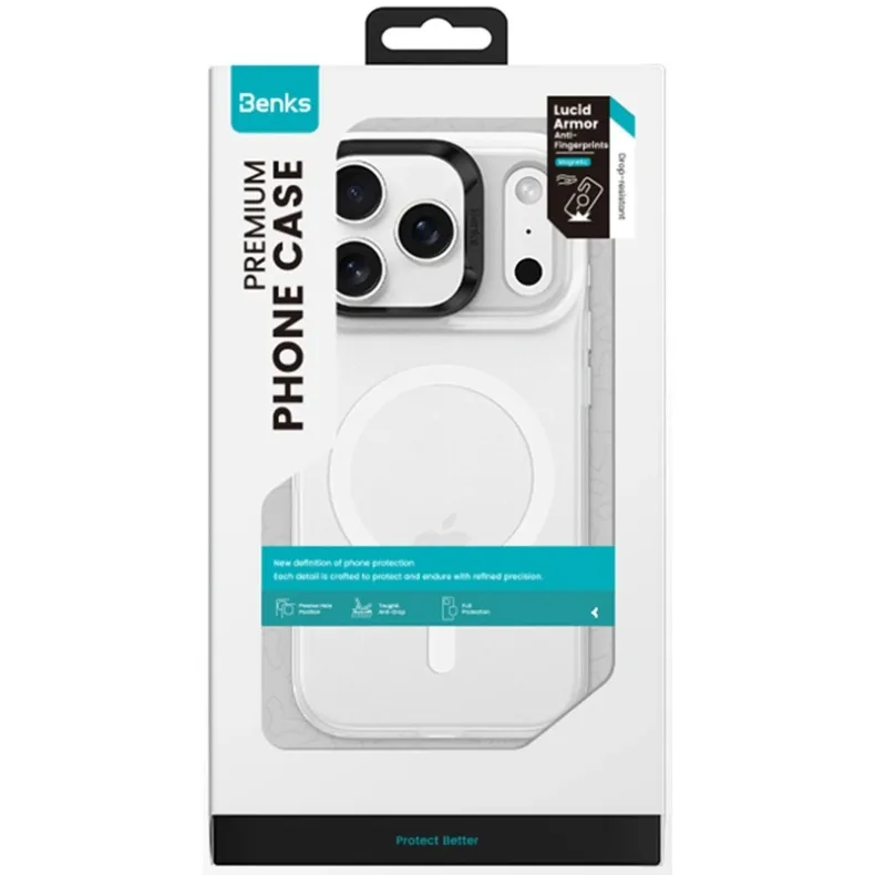 Benks iPhone 17 Pro Lucid Armor dėklas, balta, 2 nuotrauka