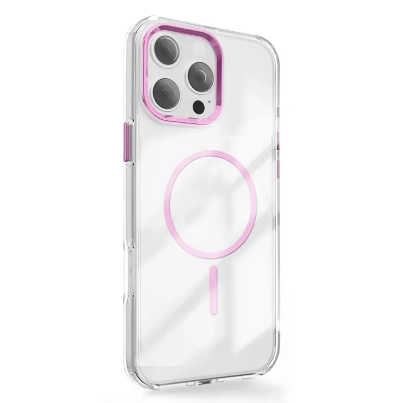 Smart iPhone 17 Pro Max skaidrus MagSafe dėklas, rausva, 1 nuotrauka