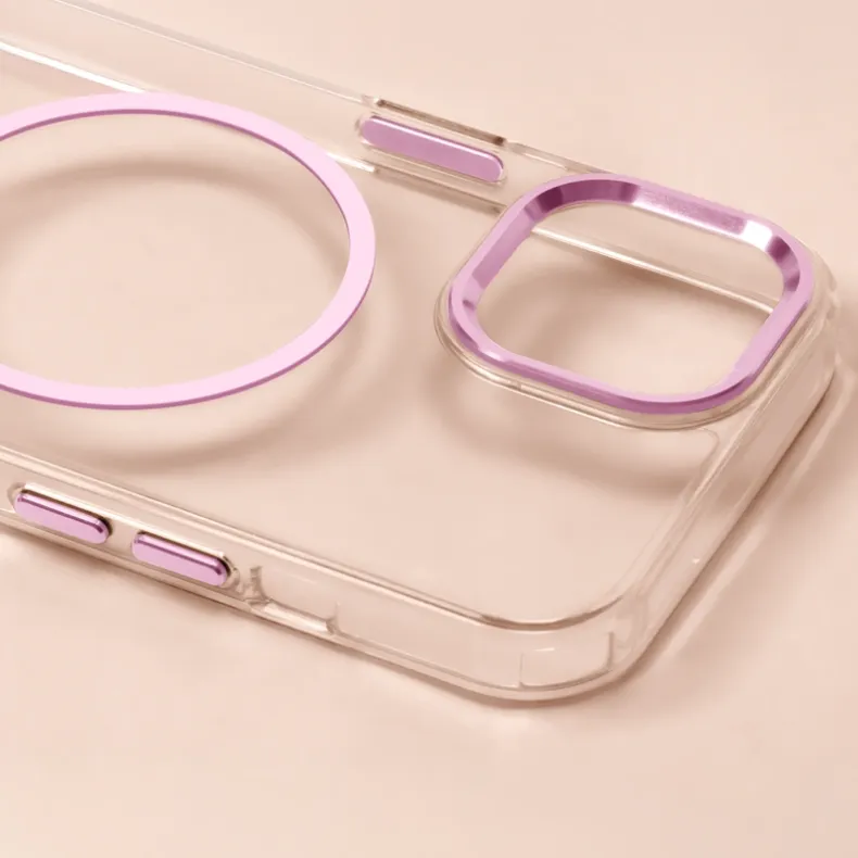 Smart iPhone 17 Pro Max skaidrus MagSafe dėklas, rausva, 3 nuotrauka