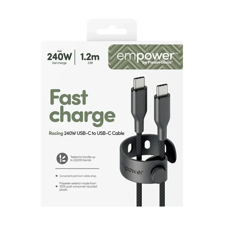 Empower įkrovimo laidas USB-C į USB-C, 1.2m - 240W, juoda, 4 nuotrauka