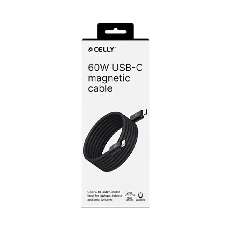 Celly Magnetic įkrovimo laidas USB-C į USB-C, 2m - 60W,3 nuotrauka
