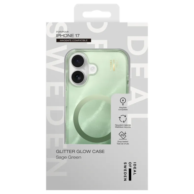 Ideal of Sweden iPhone 17 dėklas - Glitter Glow, Sage Green, 4 nuotrauka