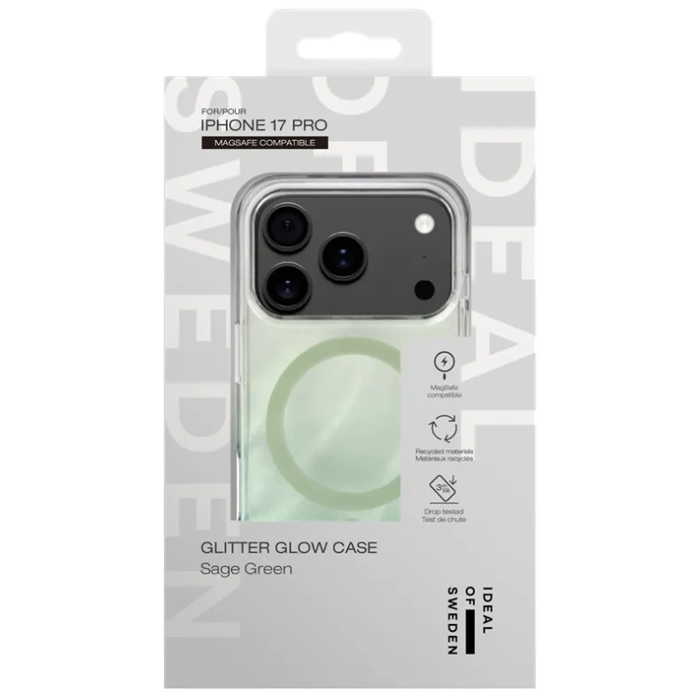 Ideal of Sweden iPhone 17 Pro dėklas - Glitter Glow, Sage Green, 4 nuotrauka