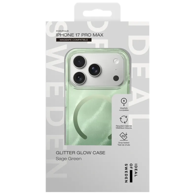 Ideal of Sweden iPhone 17 Pro Max dėklas - Glitter Glow, Sage Green, 4 nuotrauka