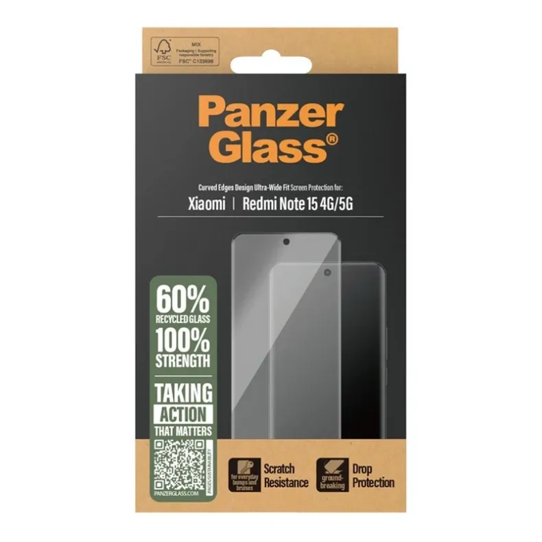 Panzerglass Xiaomi Redmi Note 15 4G 5G stikliukas, skaidri, 1 nuotrauka