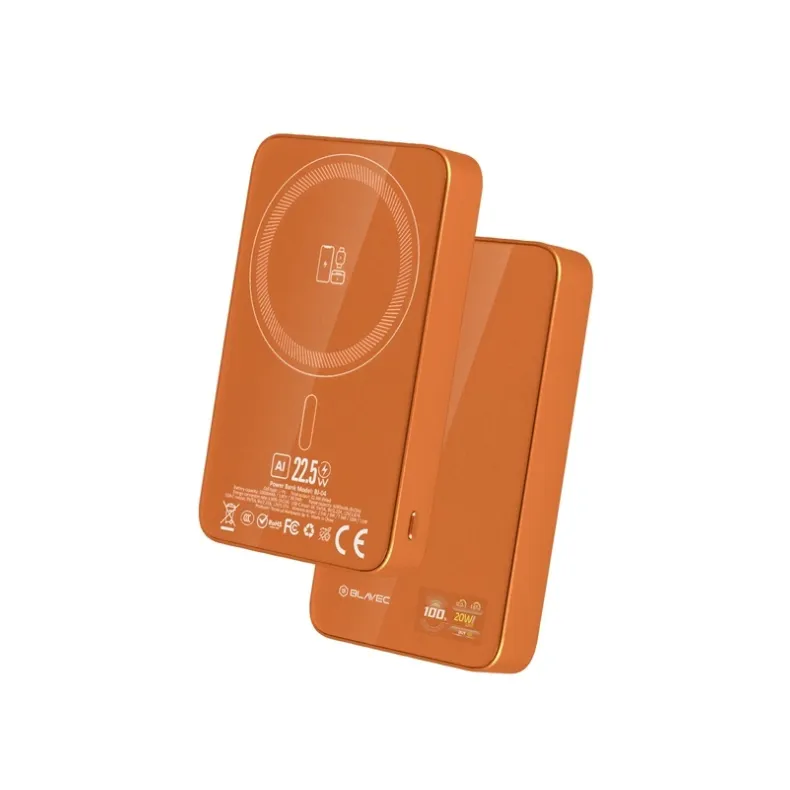 Blavec BJ-04 MagSafe belaidė išorinė baterija -10000 mAh, oranžinė, 1 nuotrauka