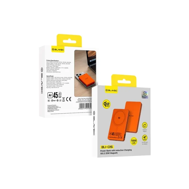 Blavec BJ-05 MagSafe Ultra Fast 2 in 1 belaidė išorinė baterija - 10000 mAh,3 nuotrauka