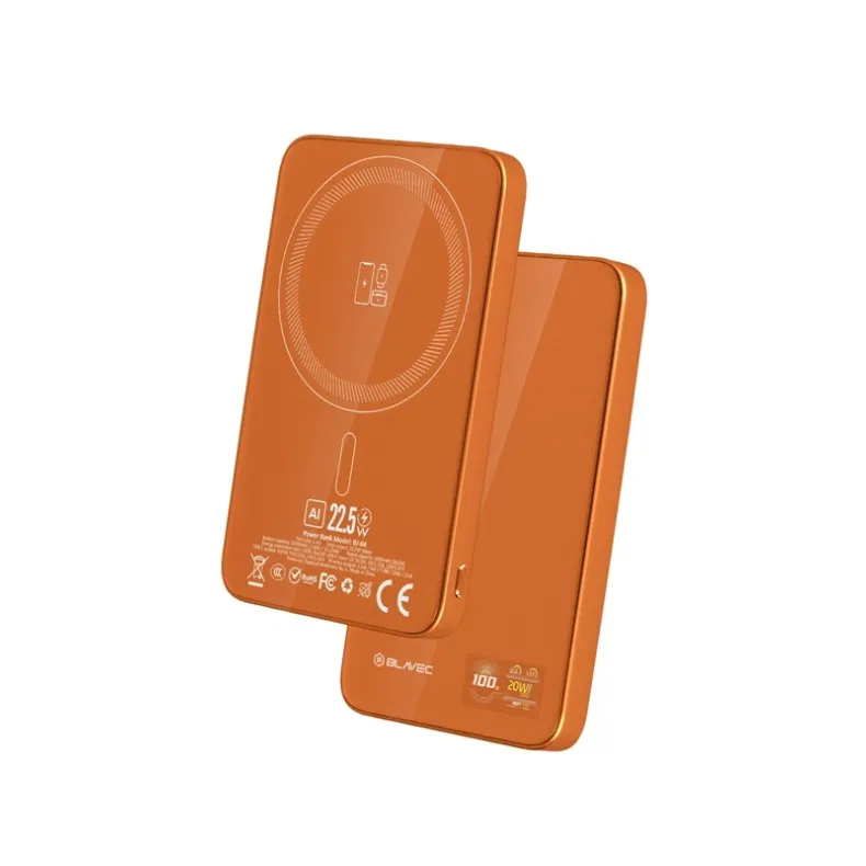  Blavec BJ-04 MagSafe belaidė išorinė baterija - 5000 mAh, oranžinė, 1 nuotrauka