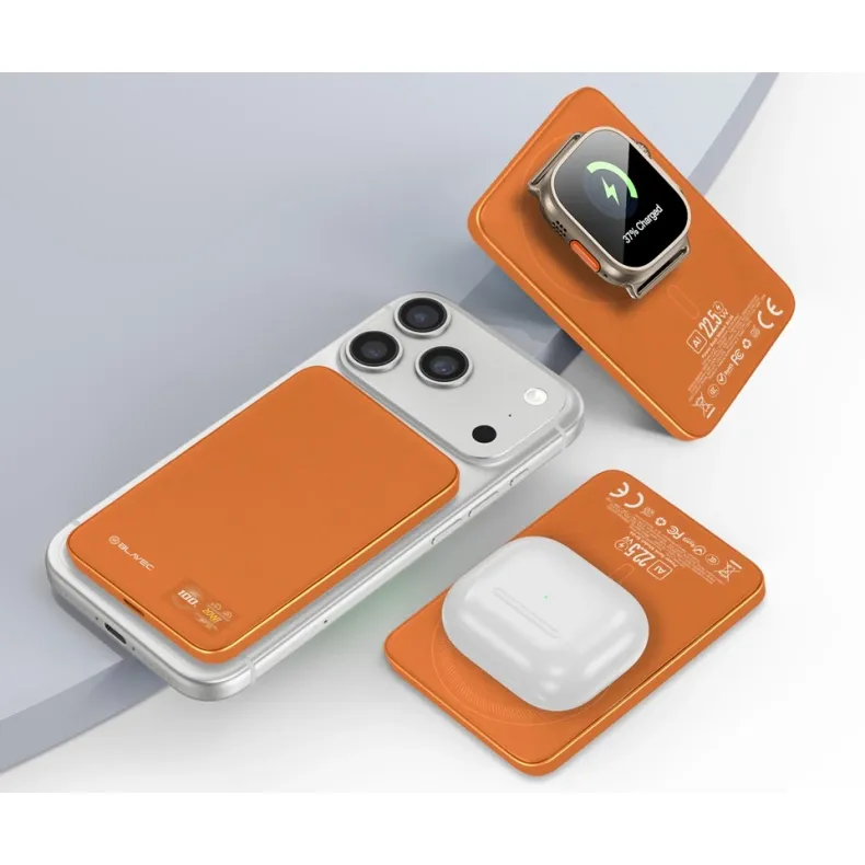Blavec BJ-04 MagSafe belaidė išorinė baterija - 5000 mAh, oranžinė, 2 nuotrauka