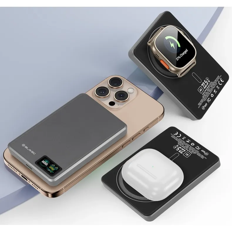 Blavec BJ-03 MagSafe išorinė baterija - 10000 mAh, pilka, 2 nuotrauka