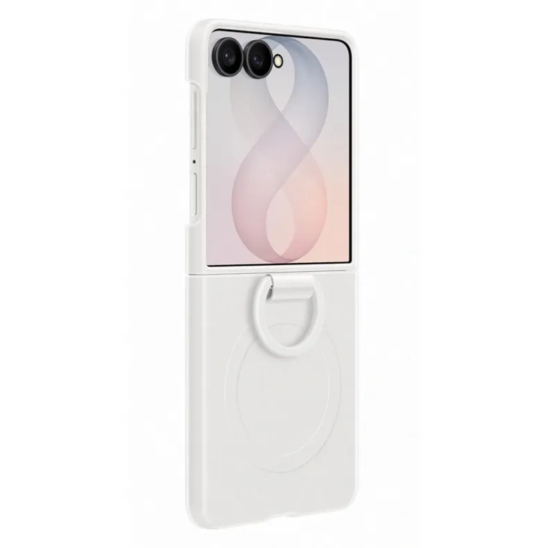 Samsung Galaxy Flip8 silikoninis magnetinis dėklas su žiedu, balta, 3 nuotrauka