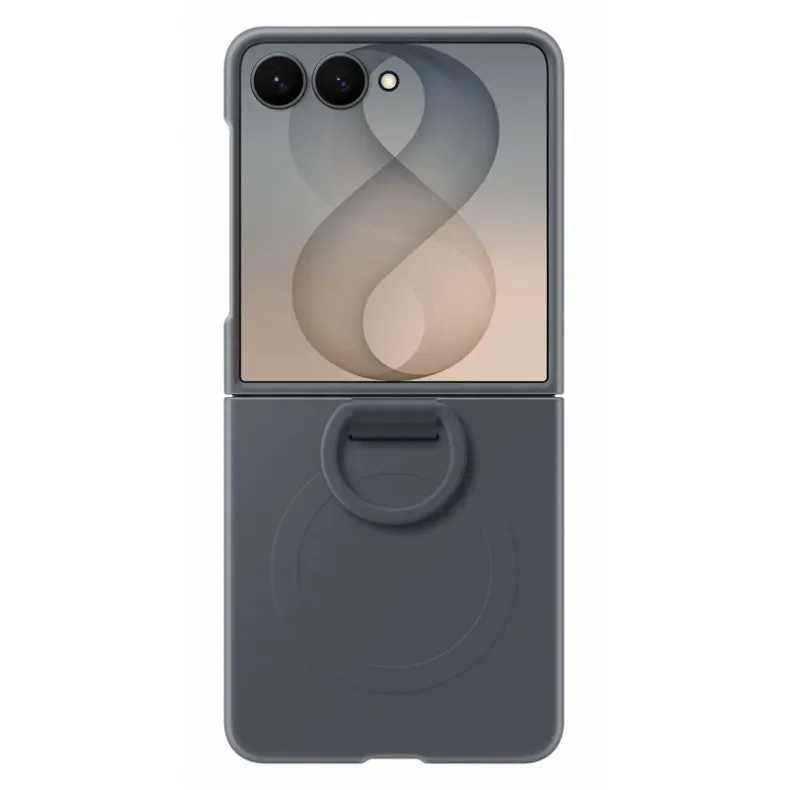 Samsung Galaxy Flip8 silikoninis magnetinis dėklas su žiedu, juoda, 2 nuotrauka