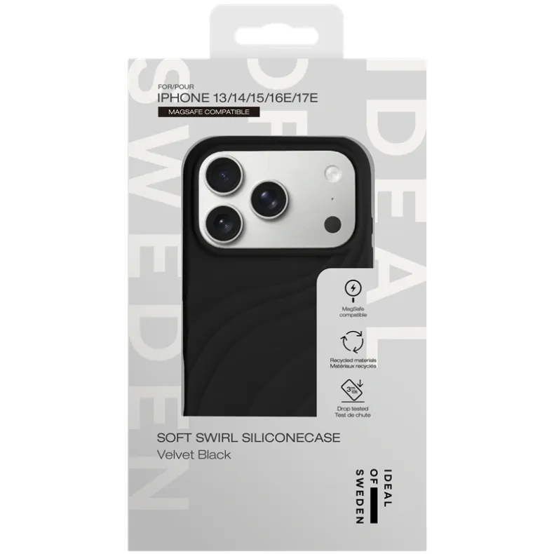 Ideal of Sweden iPhone 17e 16e 15 14 13 Swirl MagSafe silikoninis dėklas, Velvet Black, 4 nuotrauka