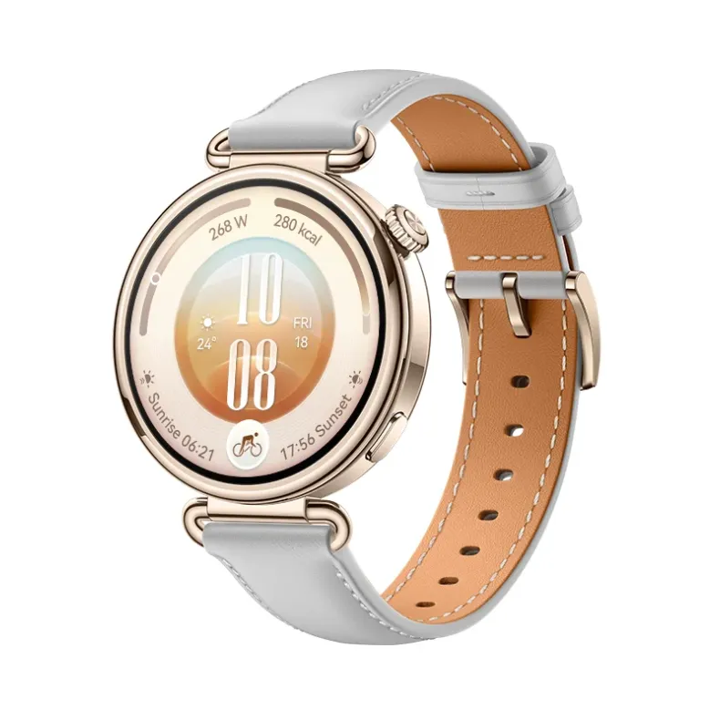 Huawei GT7 41mm. auksinis, pilka odine apyrankė, 2 nuotrauka