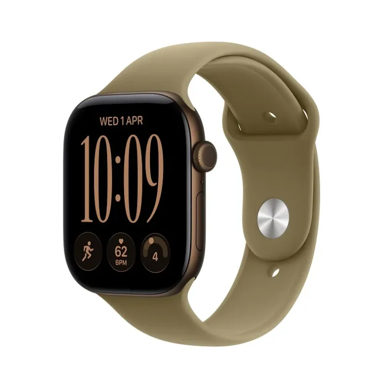 Apple_Watch_Series_12_46mm_GPS_Dark_Bronze_Aluminum_Sport_Band_Olive_S/M_Image_Position_1