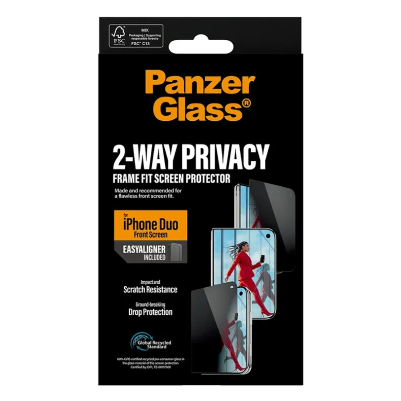 Panzerglass iPhone Duo privacy apsauginis stikliukas, skaidri, 1 nuotrauka