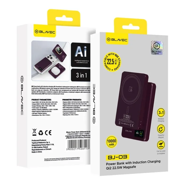 Blavec BJ-03 MagSafe išorinė baterija - 10000 mAh, 3 nuotrauka