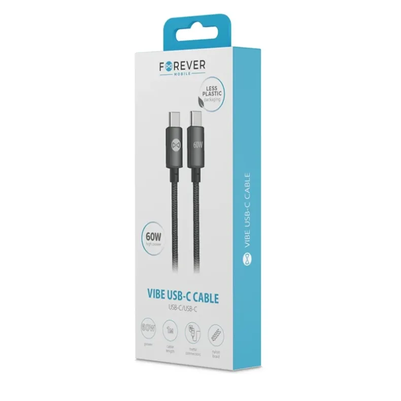 Forever Vibe įkrovimo laidas USB-C į USB-C, 1m - 60W, 3 nuotrauka