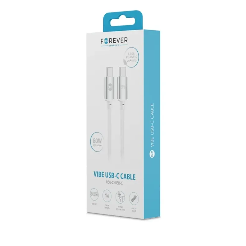 Forever Vibe įkrovimo laidas USB-C į USB-C, 1m - 60W, 3 nuotrauka