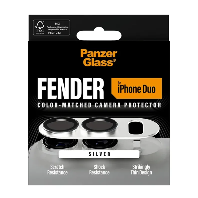 Panzerglass iPhone Duo Fender kameros stikliukas, silver, 4 nuotrauka