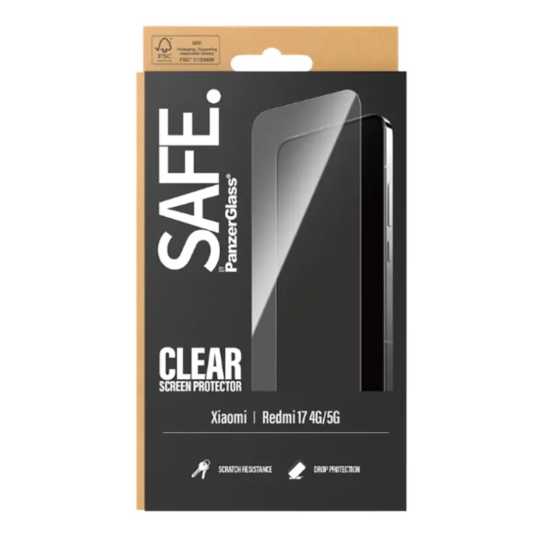 Safe Xiaomi Redmi 17 4G 5G stikliukas, skaidri, 1 nuotrauka