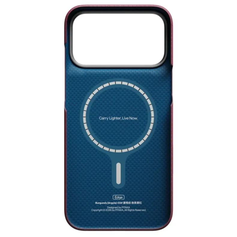 Pitaka iPhone 18 Pro Max 17 Pro Max Edge dėklas, Burgundiškas, 6 nuotrauka