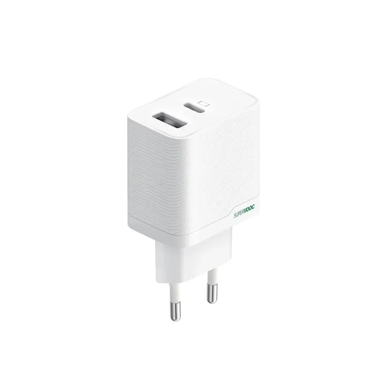 Oppo Supervooc tinklo įkroviklis su USB-A ir USB-C jungtimis - 45W, balta, 1 nuotrauka