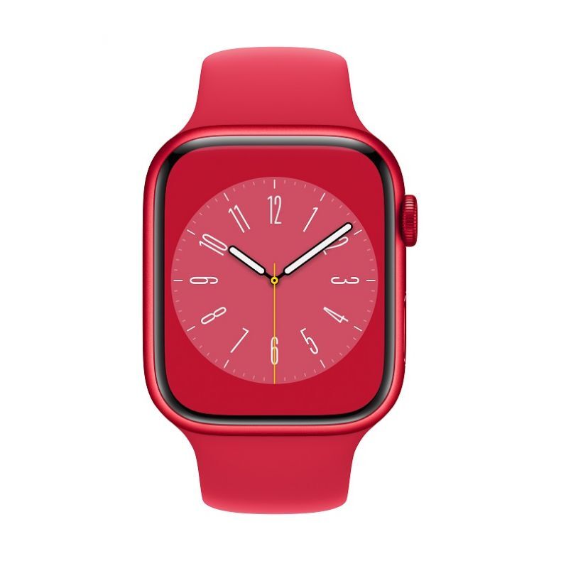 Apple_Watch_Series_8_GPS_45mm_PRODUCT_RED_Aluminum_PRODUCT_RED_Sport_Band_Pure_Front_Screen