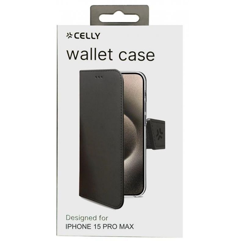 Celly atlenkiamas iPhone 15 Pro Max apsauginis dėklas Black (juodas), 1 nuotrauka