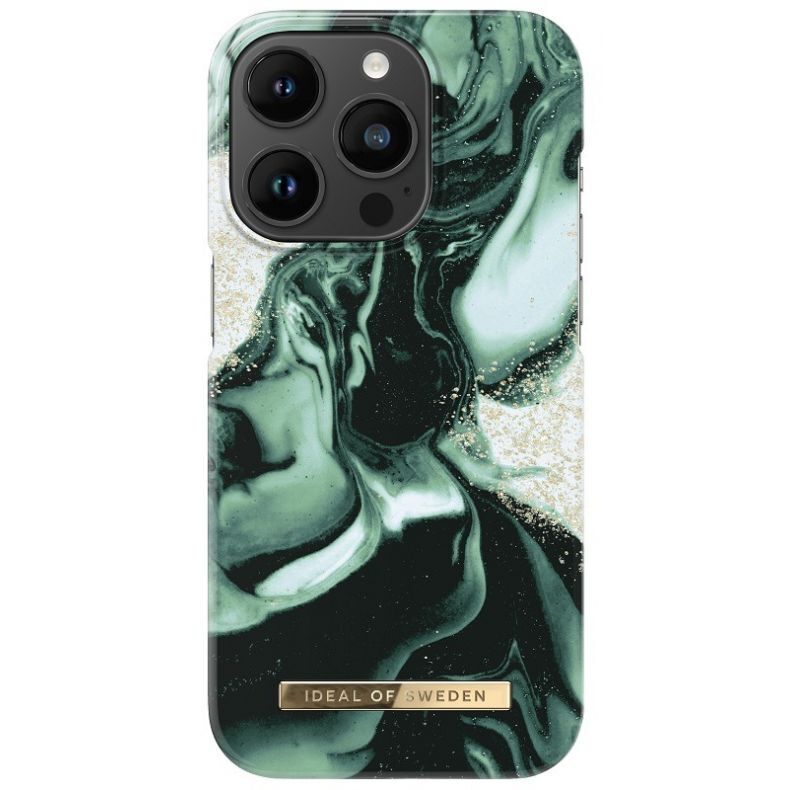 IDEAL OF SWEDEN dėklas iPhone 14 Pro Golden Olive Marble