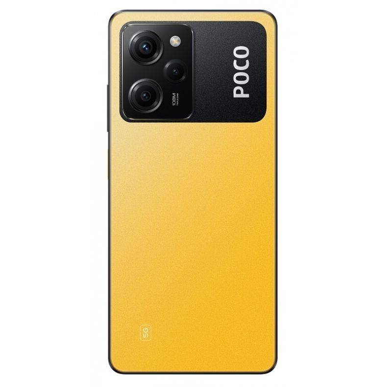  Poco X5 Pro nugarele geltonos spalvos