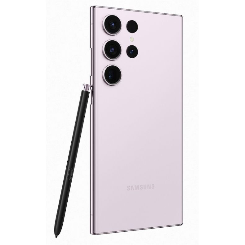 Samsung_galaxy_s23_ultra_lavender spalvos_nugarele_su piestuku_kampu_soniniai