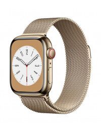 Apple_Watch_Series_8_Cellular_41mm_Gold_Stainless_Steel_Gold_Milanese_Loop_34FR_Screen