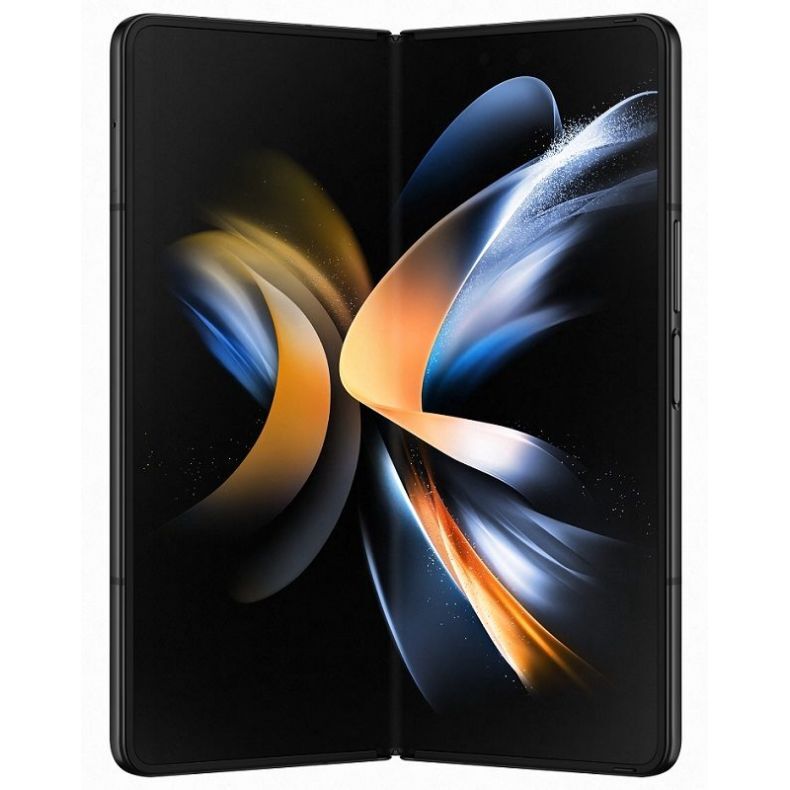 Samsung Z Fold4 atidarytas kampu is priekio juodos spalvo