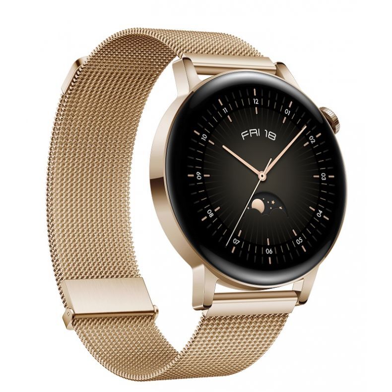 Huawei Watch GT3 42mm ELEGANT_Golden metal_Front 30_Lef