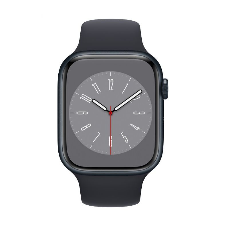 Apple_Watch_Series_8_GPS_45mm_Midnight_Aluminum_Midnight_Sport_Band_Pure_Front_Screen