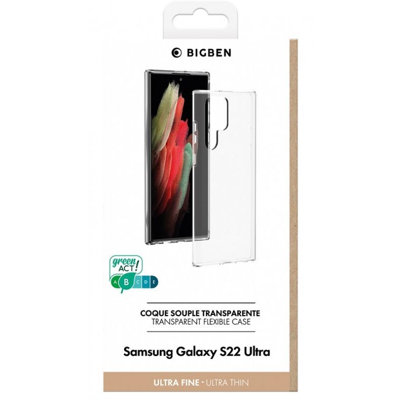  Bigben silikoninis skaidrus dėklas Samsung S22 Ultra.