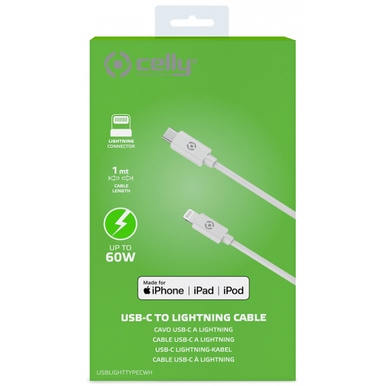 CELLY USB-C -> Lightning laidas 1m