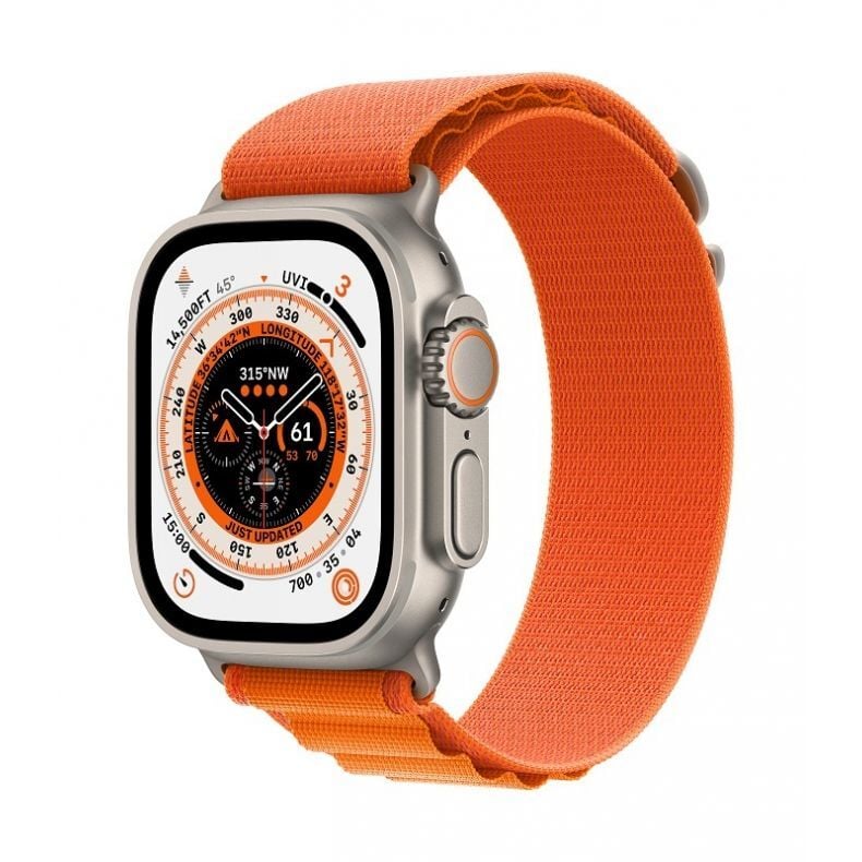 Apple_Watch_Ultra_Cellular_49mm_Titanium_Orange_Alpine_Loop_34FR_Screen__USEN