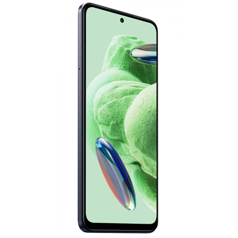 Xiaomi Note 12 5G pilkos spalvos ekranas 45 kampu kaire puse