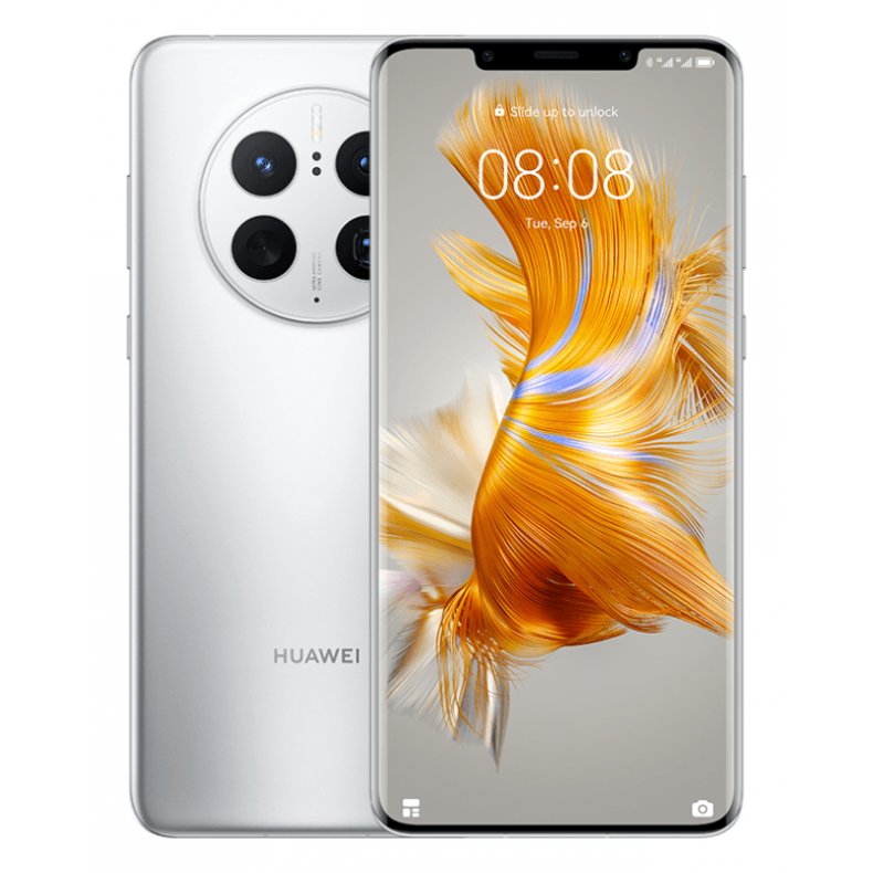 Huawei Mate 50 Pro sidabrinis dviguba nuotrauka