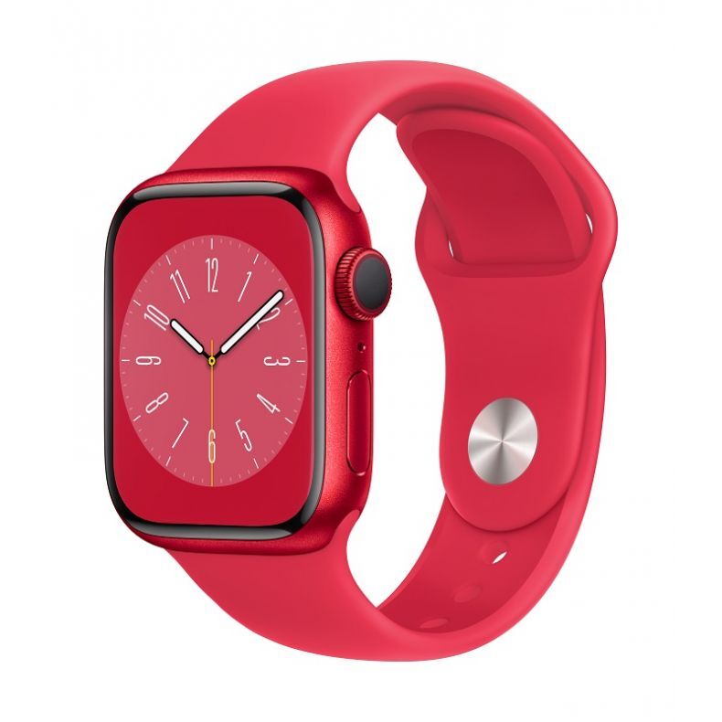 Apple_Watch_Series_8_GPS_41mm_PRODUCT_RED_Aluminum_PRODUCT_RED_Sport_Band_34FR_Screen