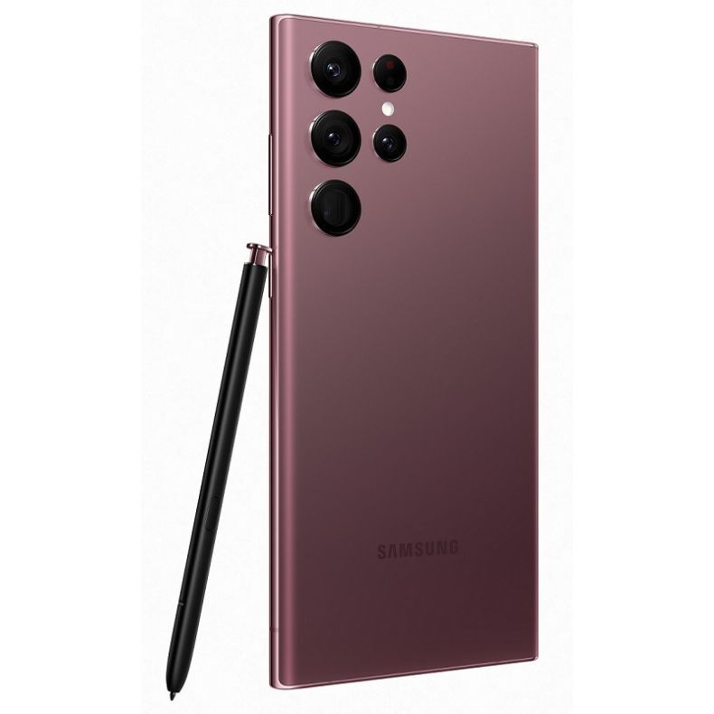 Samsung Galaxy S22ultra_nugarele_sonu_su mygtukais_su piestuku_burgundy